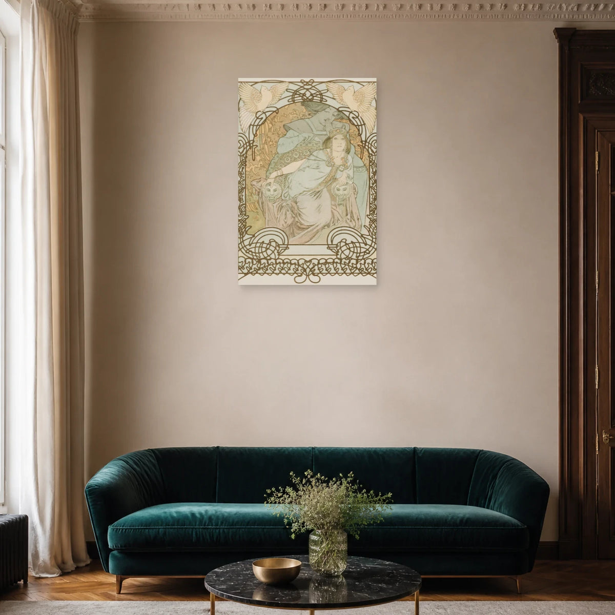 Tableau Ilsée, Princesse de Tripoli – Alphonse Mucha dans un salon - Art Virtuoso