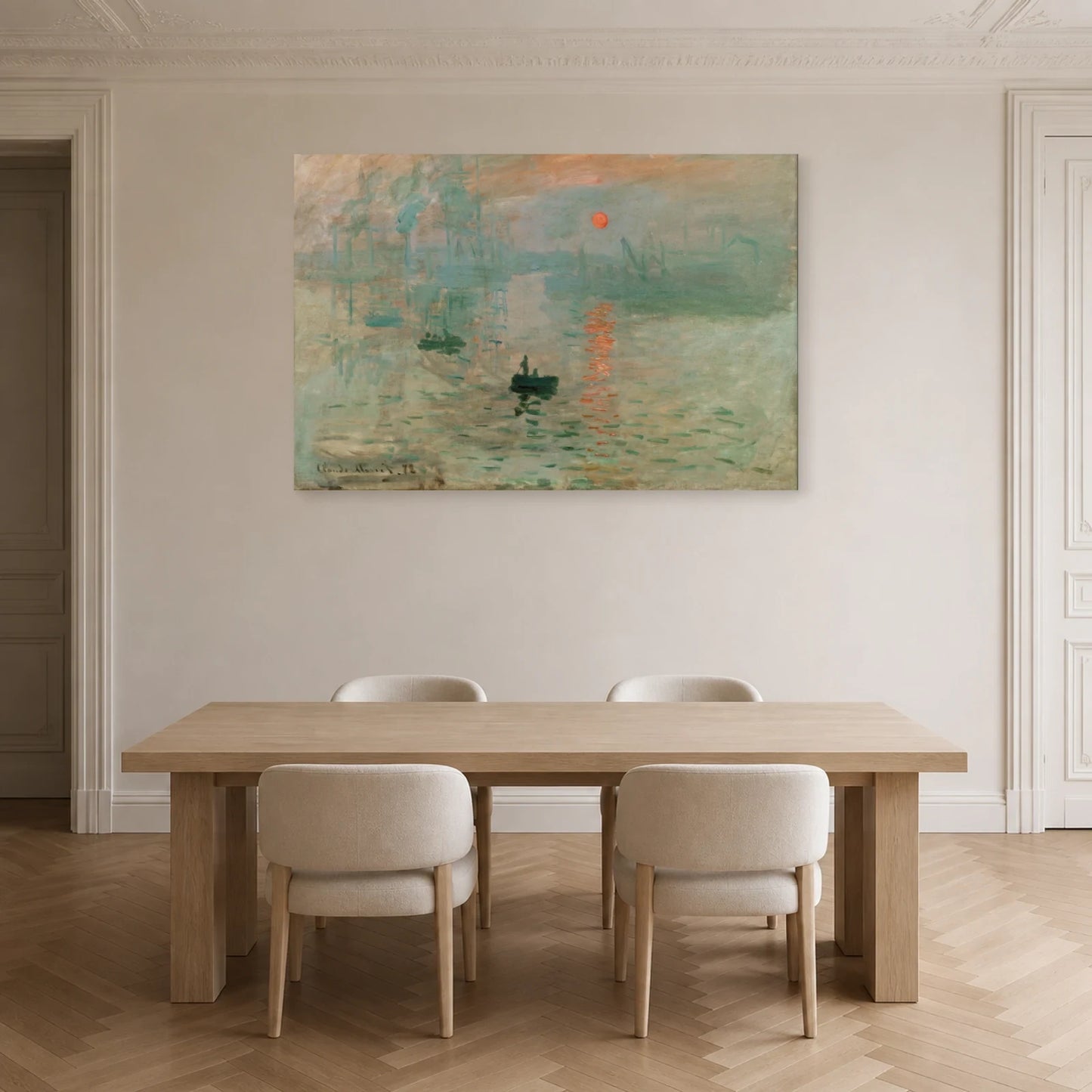 Tableau Impression, soleil levant – Claude Monet dans une salle à manger - Art Virtuoso