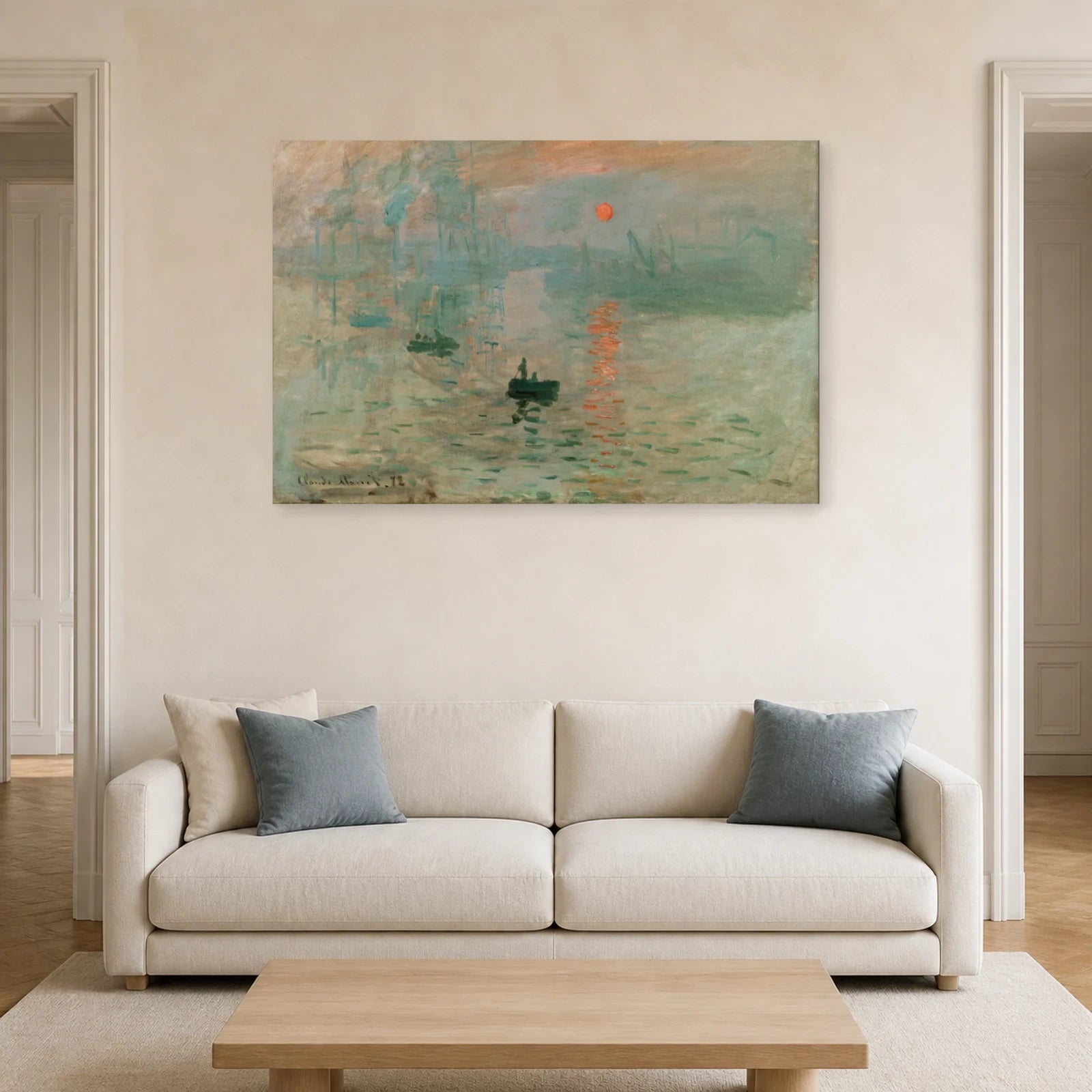 Tableau Impression, soleil levant – Claude Monet dans un salon - Art Virtuoso