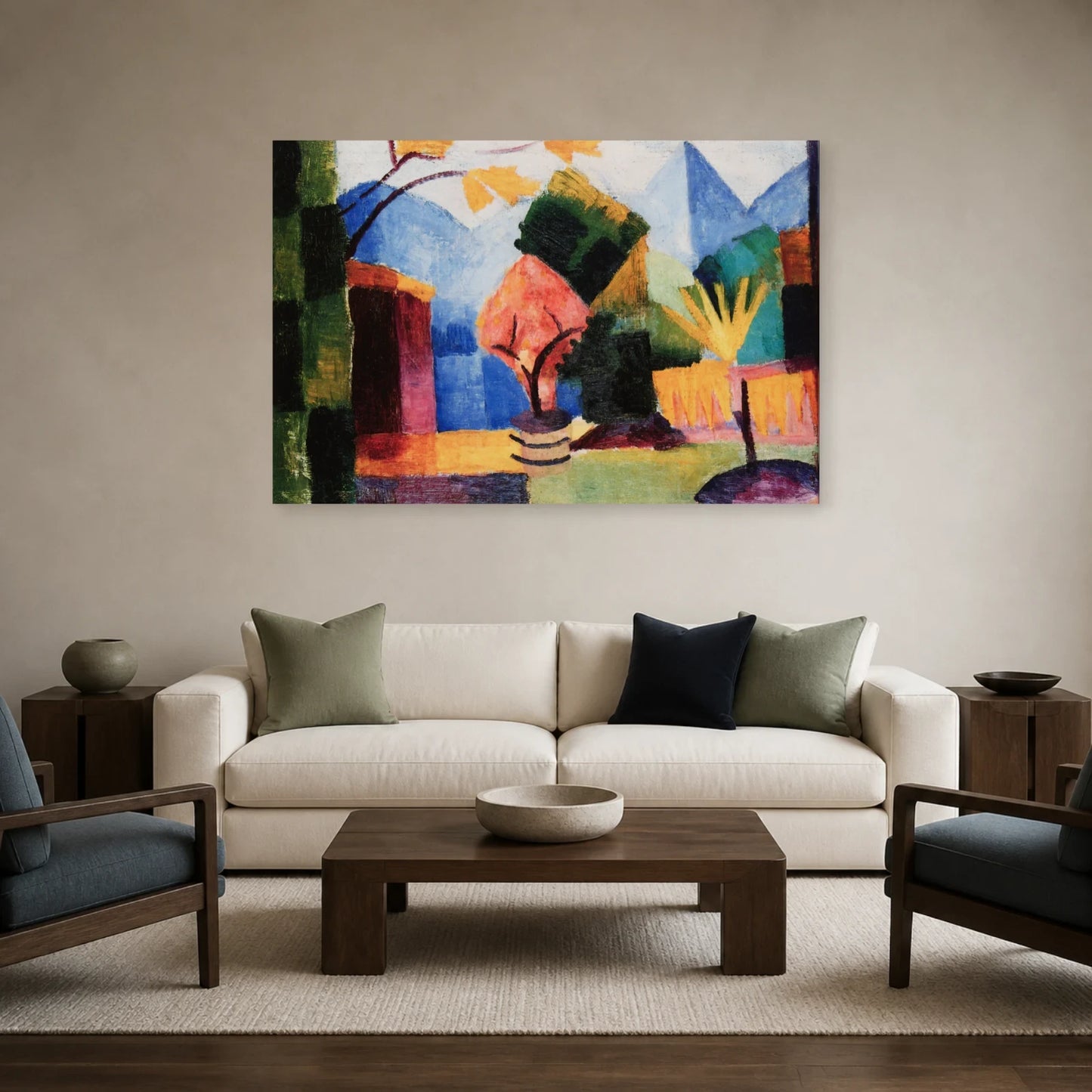 Tableau Jardin au lac de Thoune – August Macke dans un salon - Art Virtuoso