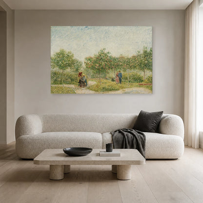 Tableau Jardin avec couples d’amoureux : square Saint-Pierre – Vincent van Gogh dans un salon - Art Virtuoso
