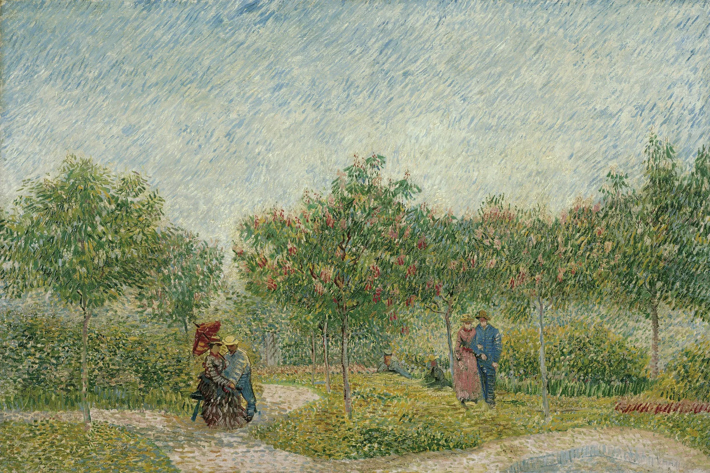 Tableau Jardin avec couples d’amoureux : square Saint-Pierre – Vincent van Gogh – reproduction sur toile, format S