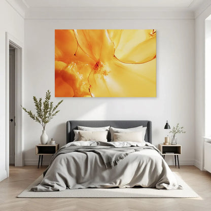 Tableau jaune citron lumineux dans une chambre minimaliste Art Virtuoso
