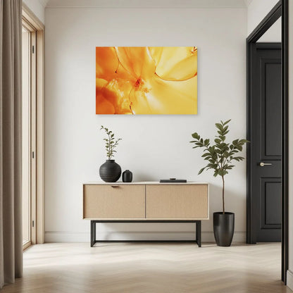 Tableau jaune citron horizontal dans une entrée baignée de lumière Art Virtuoso