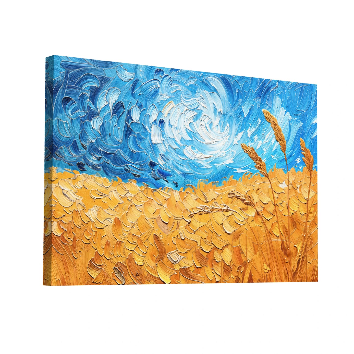 Product Hero 3D WebP Tableau Jaune et Bleu - Champ Azur - Art Virtuoso
