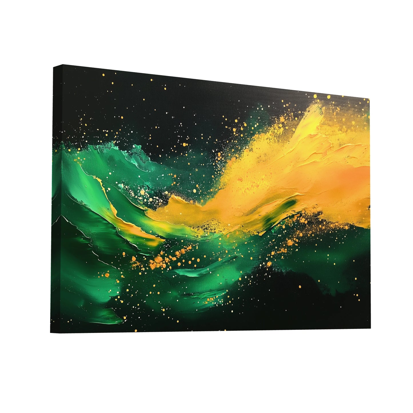 Product Hero 3D WebP Tableau Jaune et Vert : Aurore Boréale - Art Virtuoso