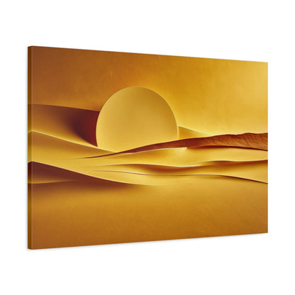 Tableau Jaune Horizon Solaire Abstrait - Ligne d'Or - toile 3D avec bords imprimés - Art Virtuoso