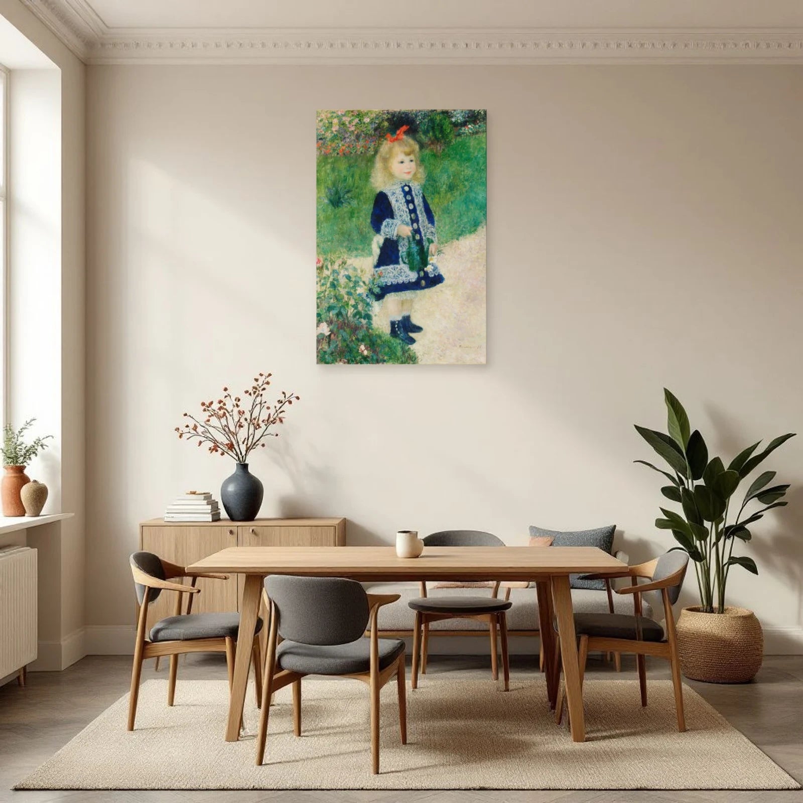 Tableau Jeune fille à l’arrosoir – Pierre-Auguste Renoir dans une salle à manger - Art Virtuoso