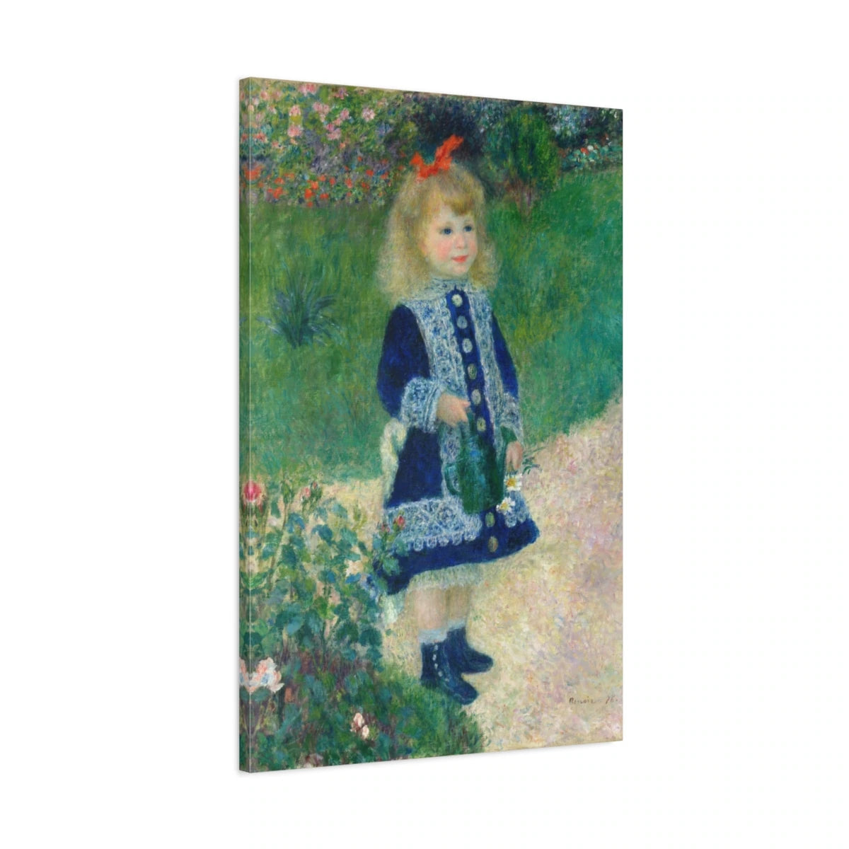 Tableau La Petite Fille à l’arrosoir – Pierre-Auguste Renoir - toile 3D avec bords imprimés - Art Virtuoso