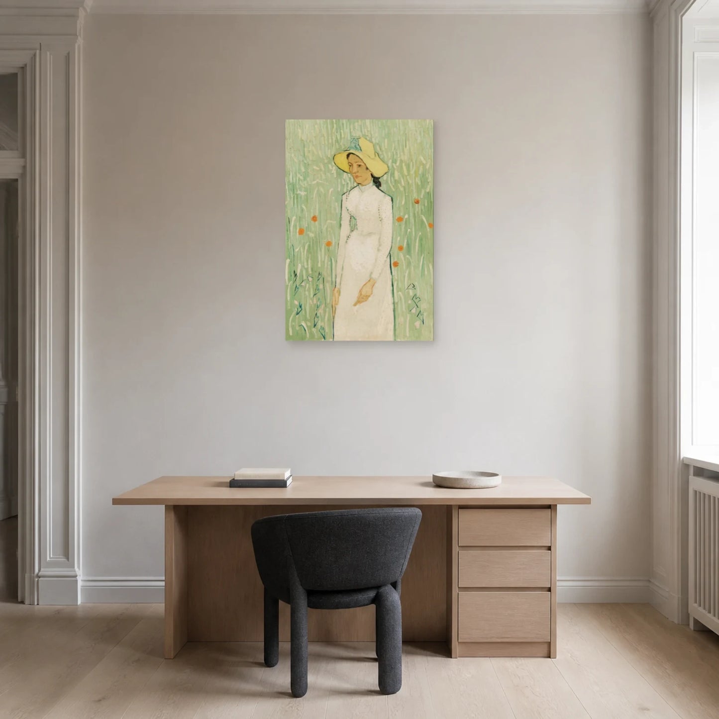 Tableau Jeune fille en blanc – Vincent van Gogh dans un bureau - Art Virtuoso