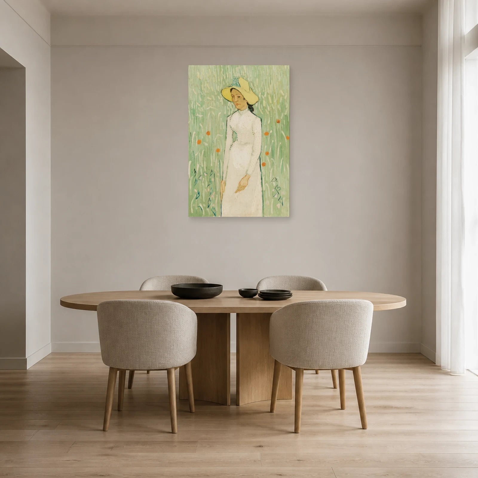 Tableau Jeune fille en blanc – Vincent van Gogh dans une salle à manger - Art Virtuoso
