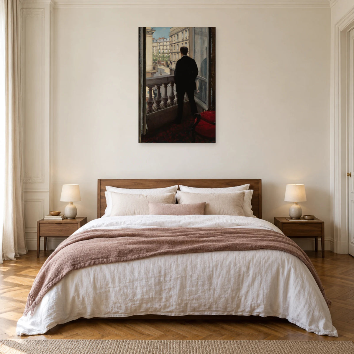 Tableau Jeune Homme à sa fenêtre de Caillebotte dans une chambre - Art Virtuoso