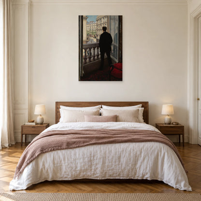 Tableau Jeune Homme à sa fenêtre de Caillebotte dans une chambre - Art Virtuoso