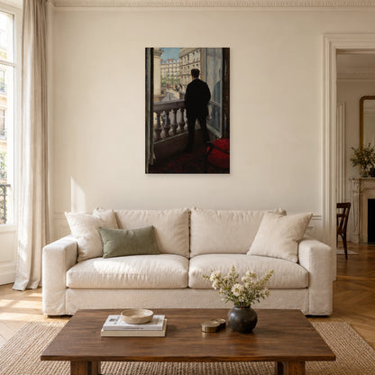 Tableau Jeune Homme à sa fenêtre de Caillebotte dans un salon - Art Virtuoso