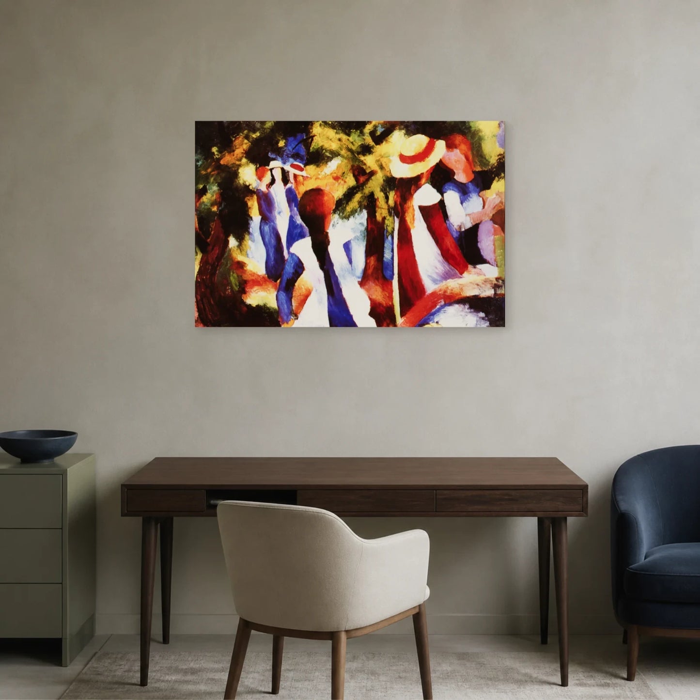 Tableau Jeunes filles sous les arbres – August Macke dans un bureau - Art Virtuoso