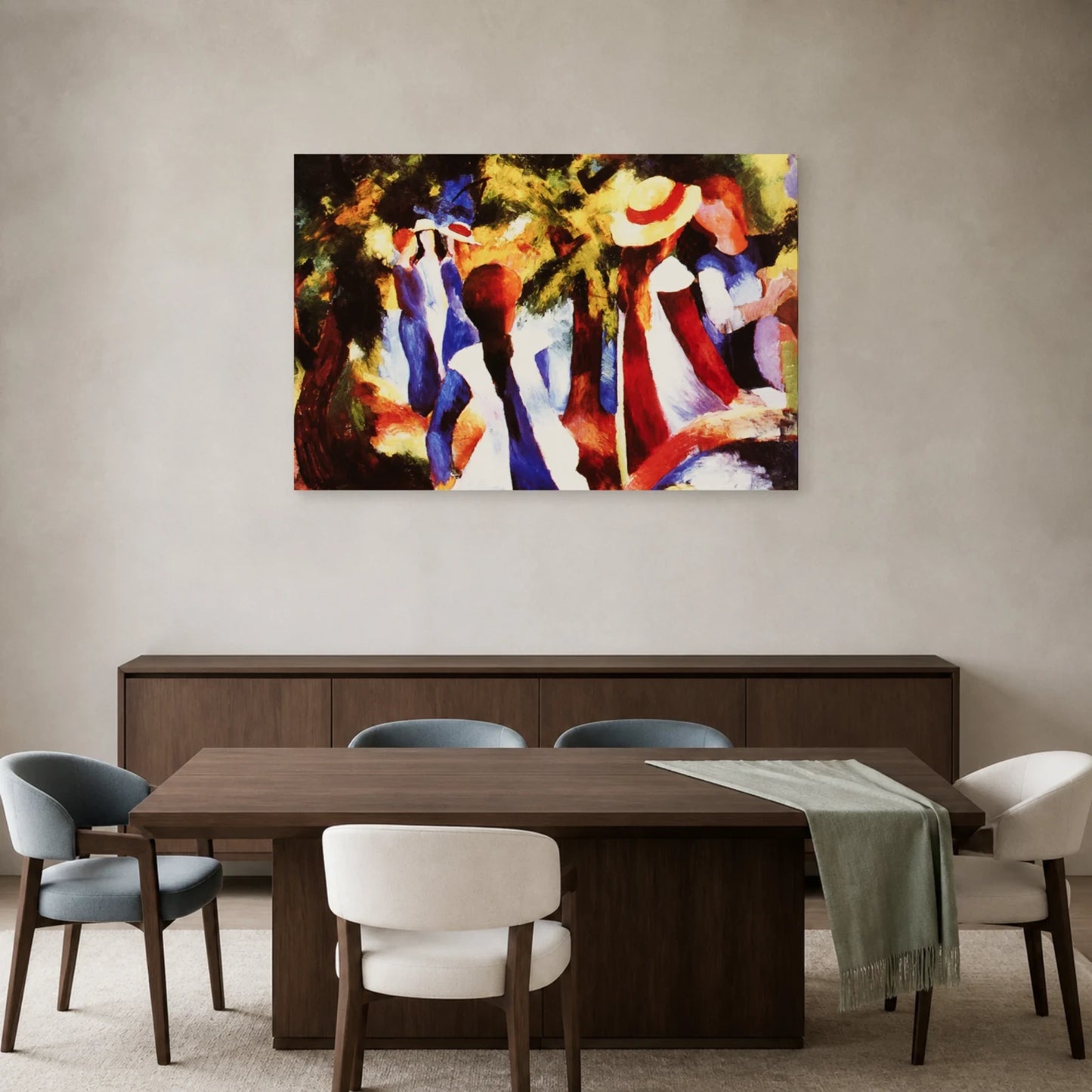 Tableau Jeunes filles sous les arbres – August Macke dans une salle à manger - Art Virtuoso
