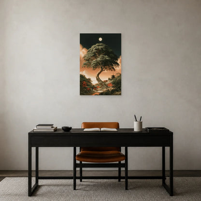 Tableau Jianmu Arbre Cosmique Chinois présenté dans un bureau - Art Virtuoso