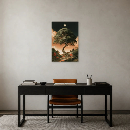 Tableau Jianmu Arbre Cosmique Chinois présenté dans un bureau - Art Virtuoso