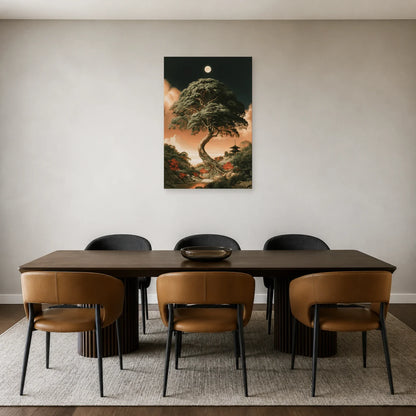 Tableau Jianmu Arbre Cosmique Chinois présenté dans une salle à manger - Art Virtuoso