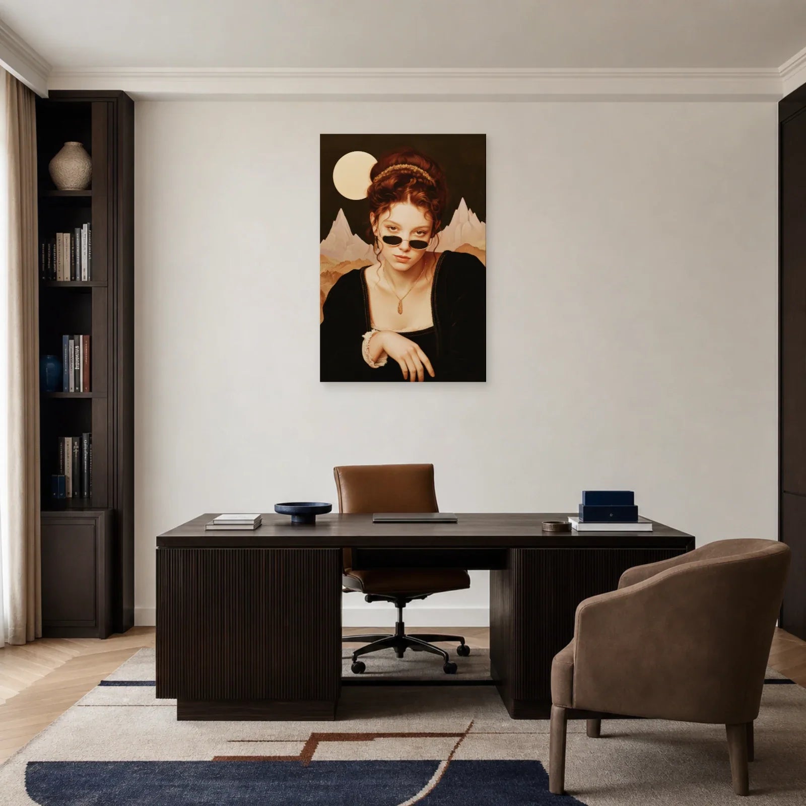Portrait vintage au clair de lune installé dans un bureau
