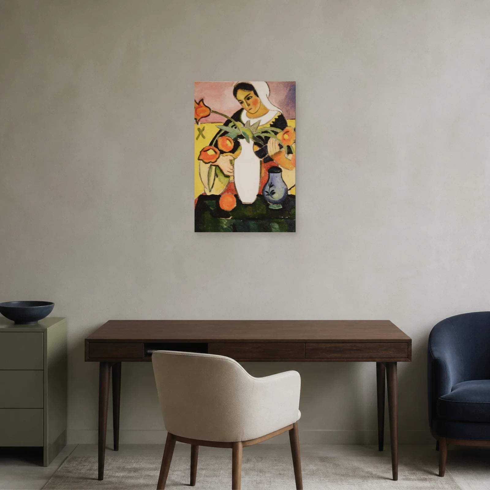 Tableau Joueuse de luth – August Macke dans un bureau - Art Virtuoso