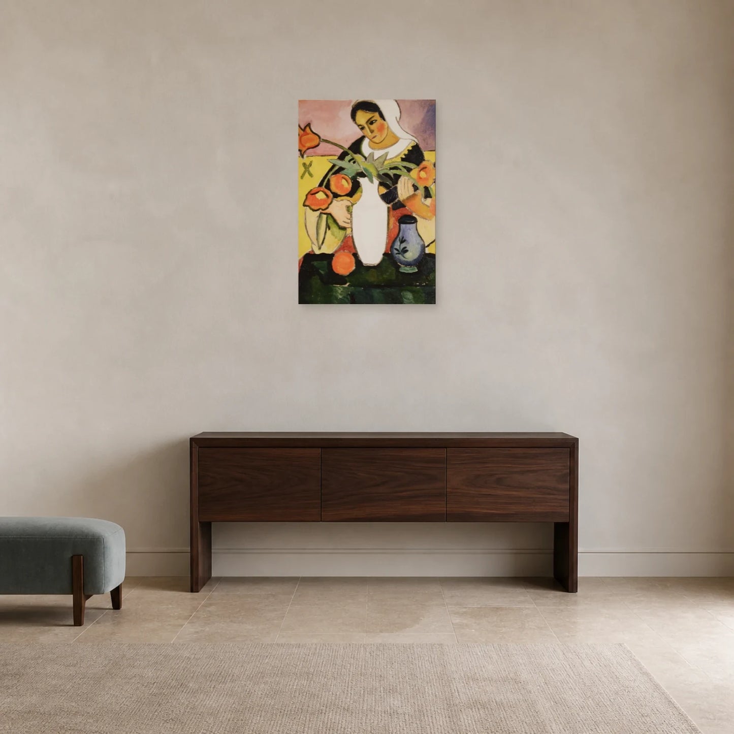 Tableau Joueuse de luth – August Macke dans une entrée ou un couloir - Art Virtuoso