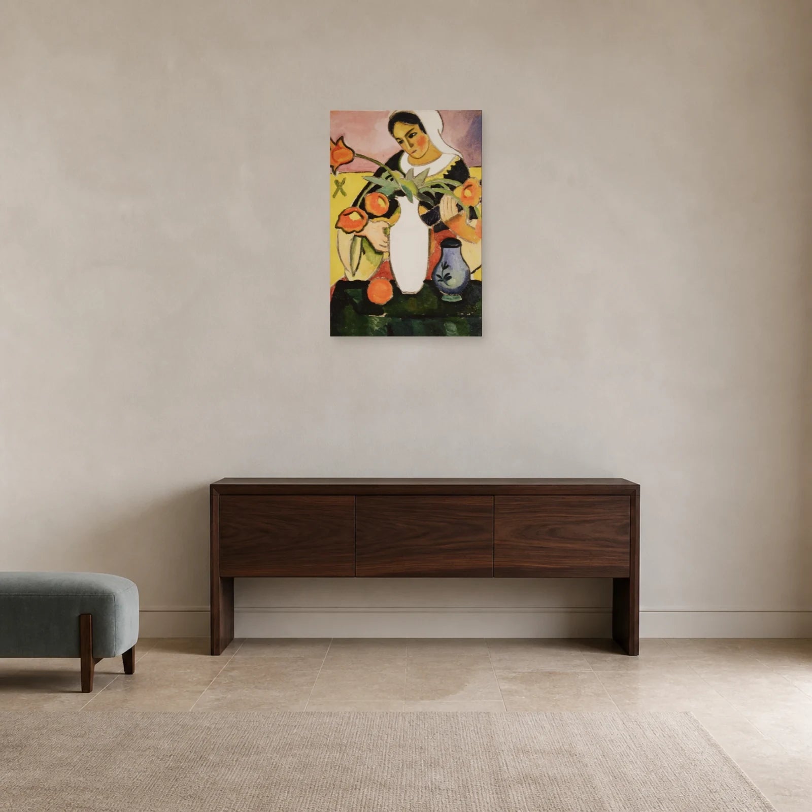 Tableau Joueuse de luth – August Macke dans une entrée ou un couloir - Art Virtuoso
