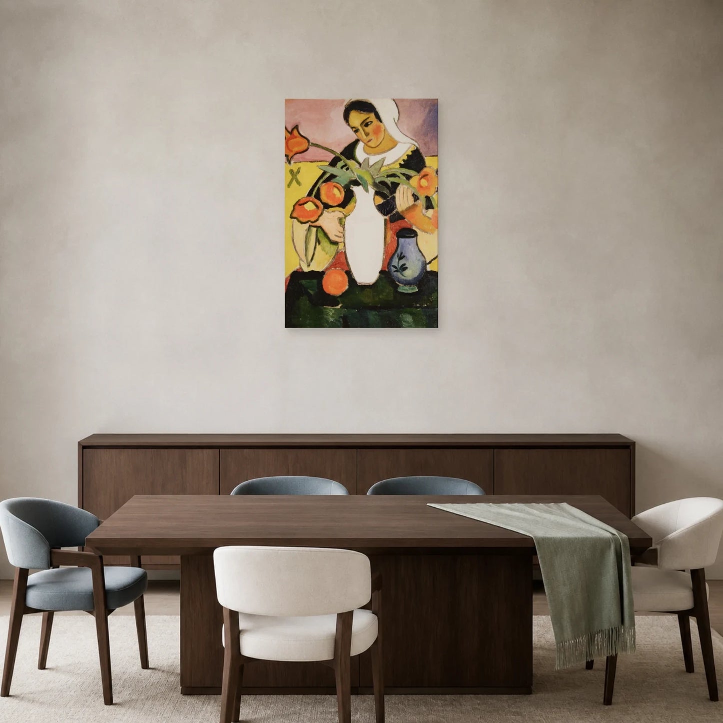 Tableau Joueuse de luth – August Macke dans une salle à manger - Art Virtuoso