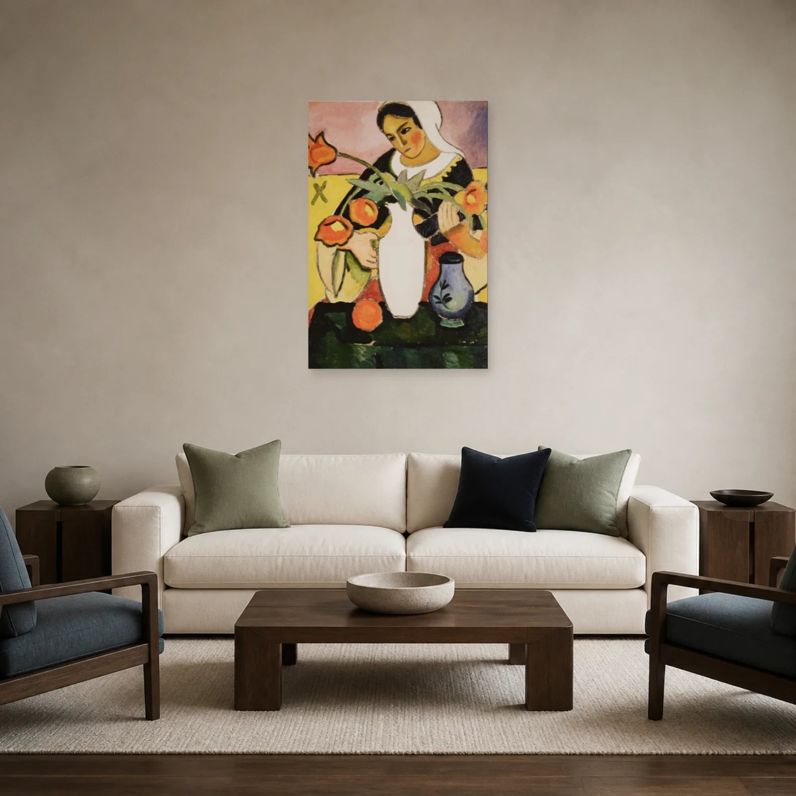 Tableau Joueuse de luth – August Macke dans un salon - Art Virtuoso