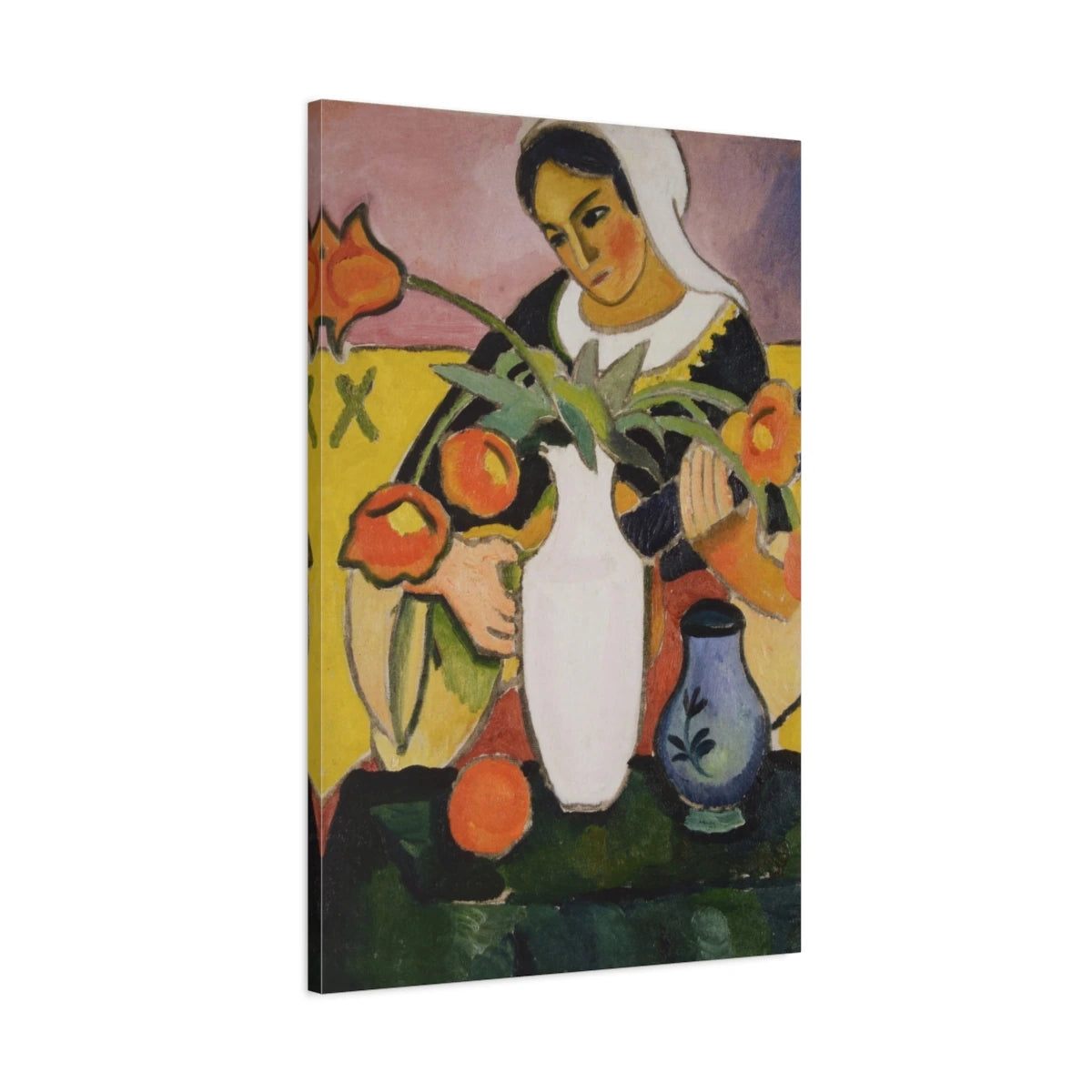 Tableau Joueuse de luth – August Macke - toile 3D avec bords imprimés - Art Virtuoso