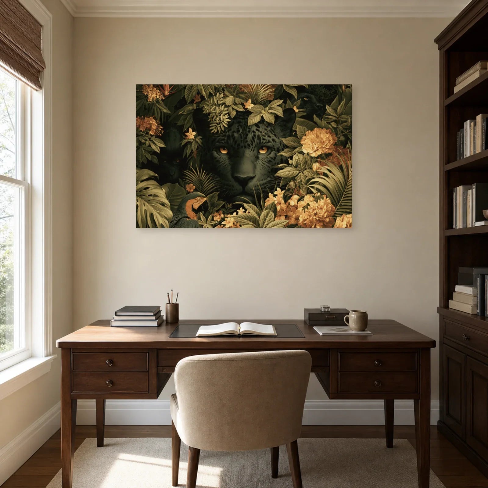 Tableau Jungle Animaux Cache-Cache dans un bureau elegant