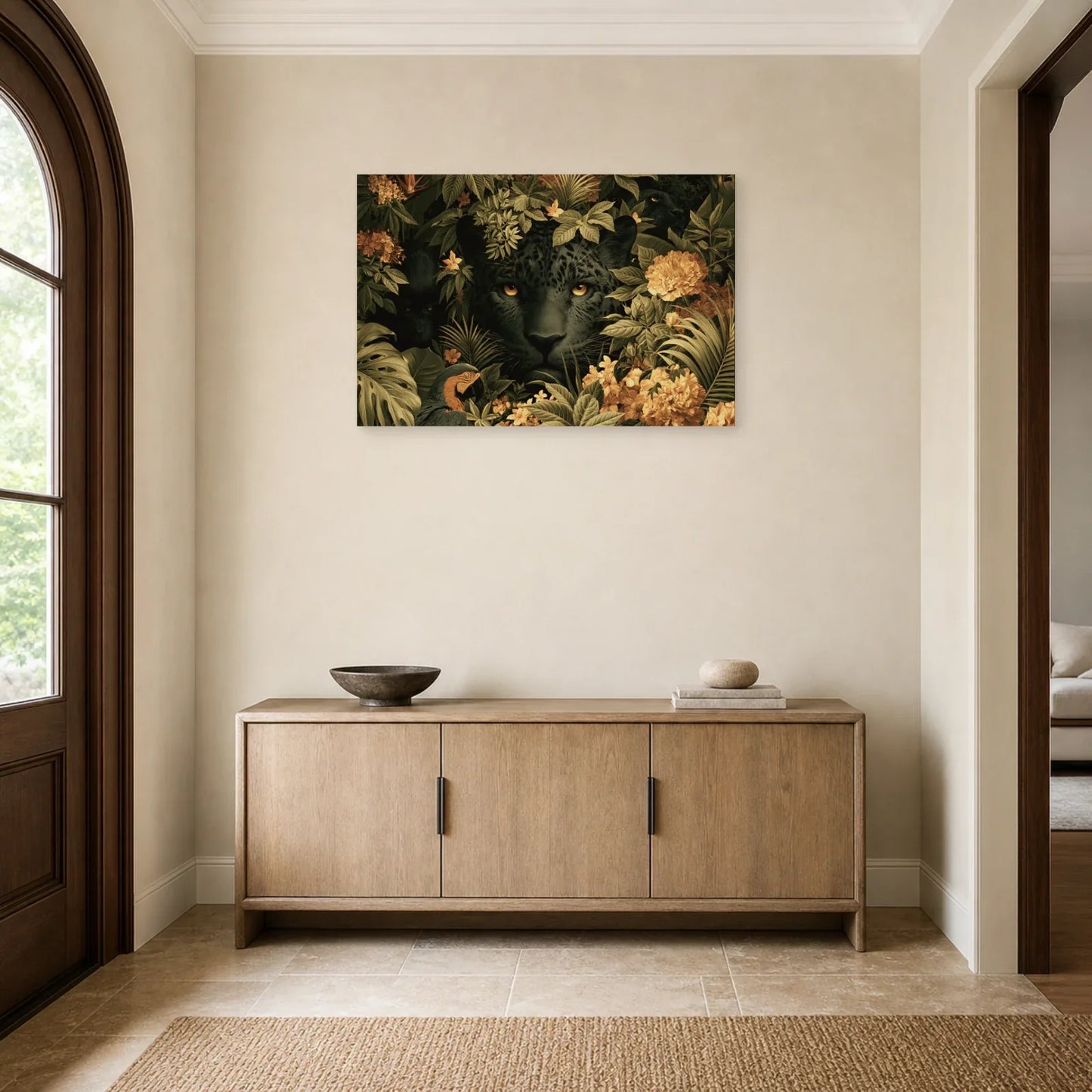 Tableau Jungle Animaux Cache-Cache dans une entree ou un couloir decore
