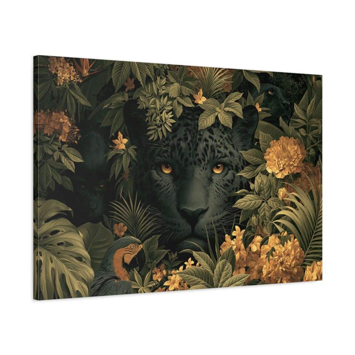 Tableau Jungle Animaux Cache-Cache - toile 3D avec bords imprimes visibles