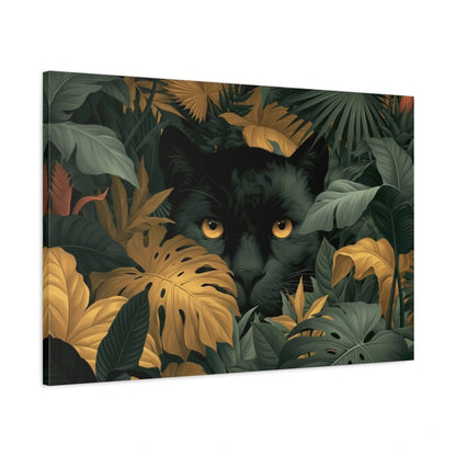 Tableau Jungle Art Naïf Panthère Cachée - toile 3D avec bords imprimes visibles