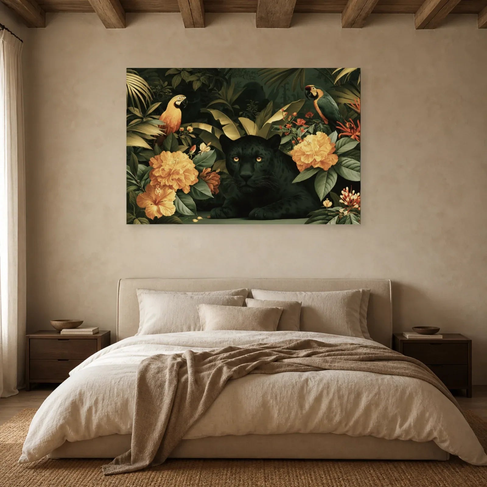 Tableau Jungle Chambre Moderne Feuillage dans une chambre apaisante