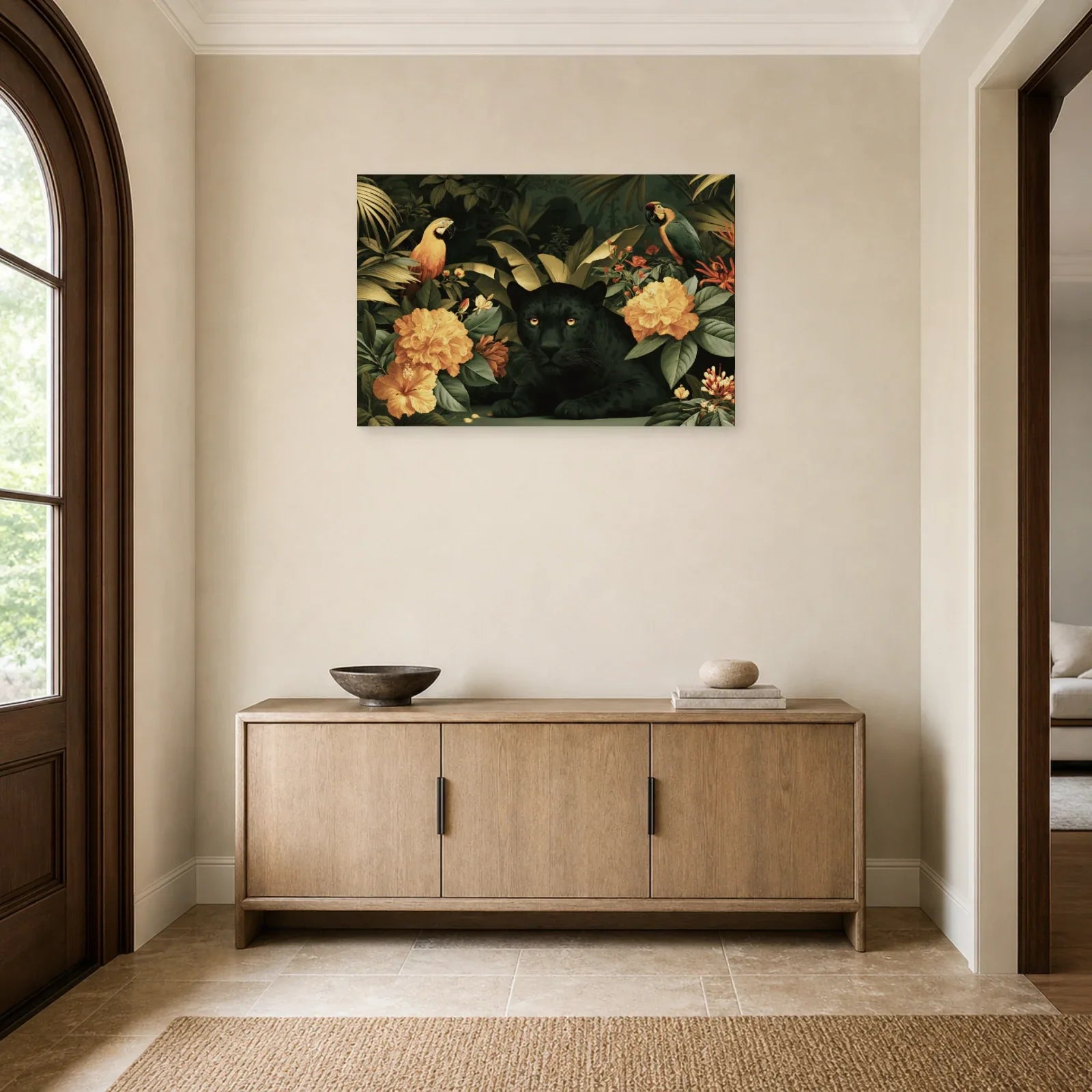 Tableau Jungle Chambre Moderne Feuillage dans une entree ou un couloir decore