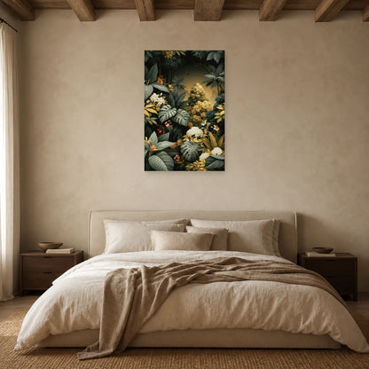 Tableau Jungle Feuillage Graphique dans une chambre apaisante