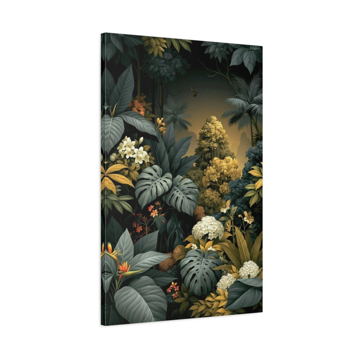 Tableau Jungle Feuillage Graphique - toile 3D avec bords imprimes visibles