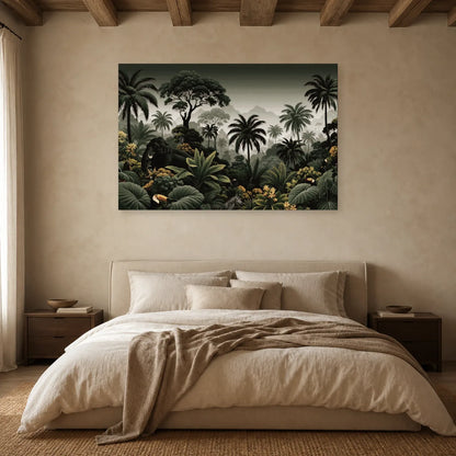Tableau Jungle Noir et Blanc Animaux dans une chambre apaisante