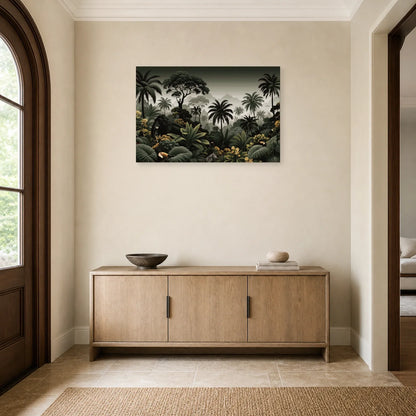 Tableau Jungle Noir et Blanc Animaux dans une entree ou un couloir decore