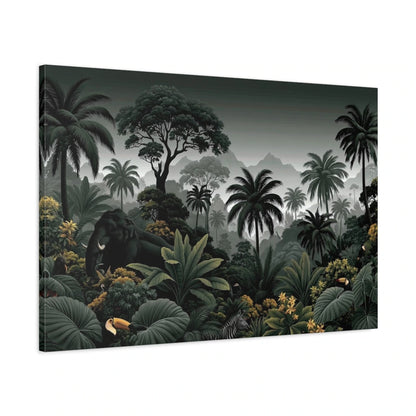 Tableau Jungle Noir et Blanc Animaux - toile 3D avec bords imprimes visibles