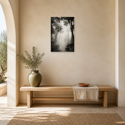 Tableau Jungle Tropicale Noir et Blanc dans une entree ou un couloir decore