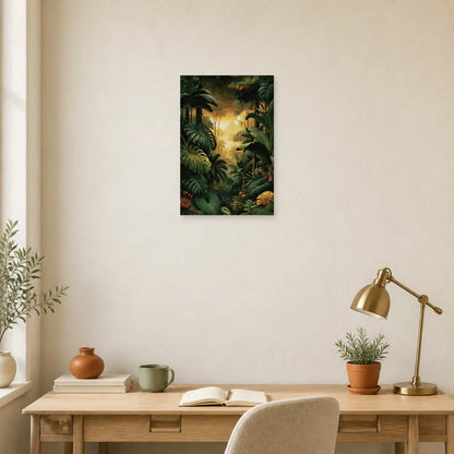 Tableau Jungle XXL Canopée dans un bureau elegant