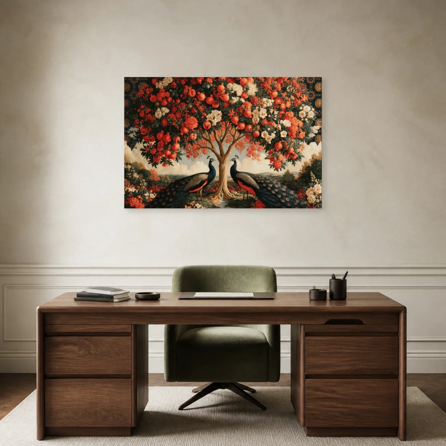 Tableau Kalpavriksha Arbre de Vie présenté dans un bureau - Art Virtuoso
