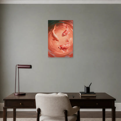 Tableau Koï Rose présenté dans un bureau - Art Virtuoso