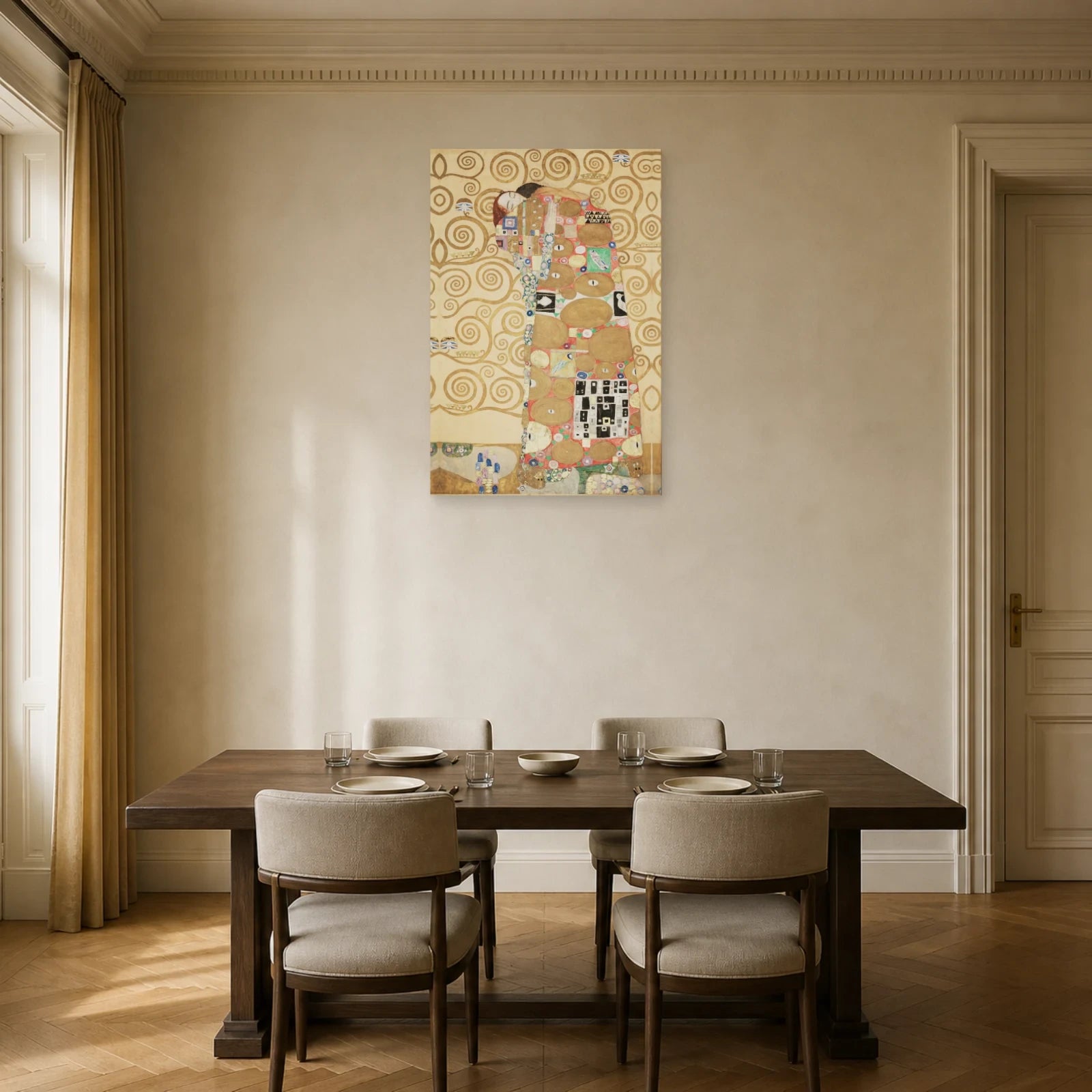 Tableau L’Accomplissement de Gustav Klimt – Frise Stoclet dans une salle à manger - Art Virtuoso