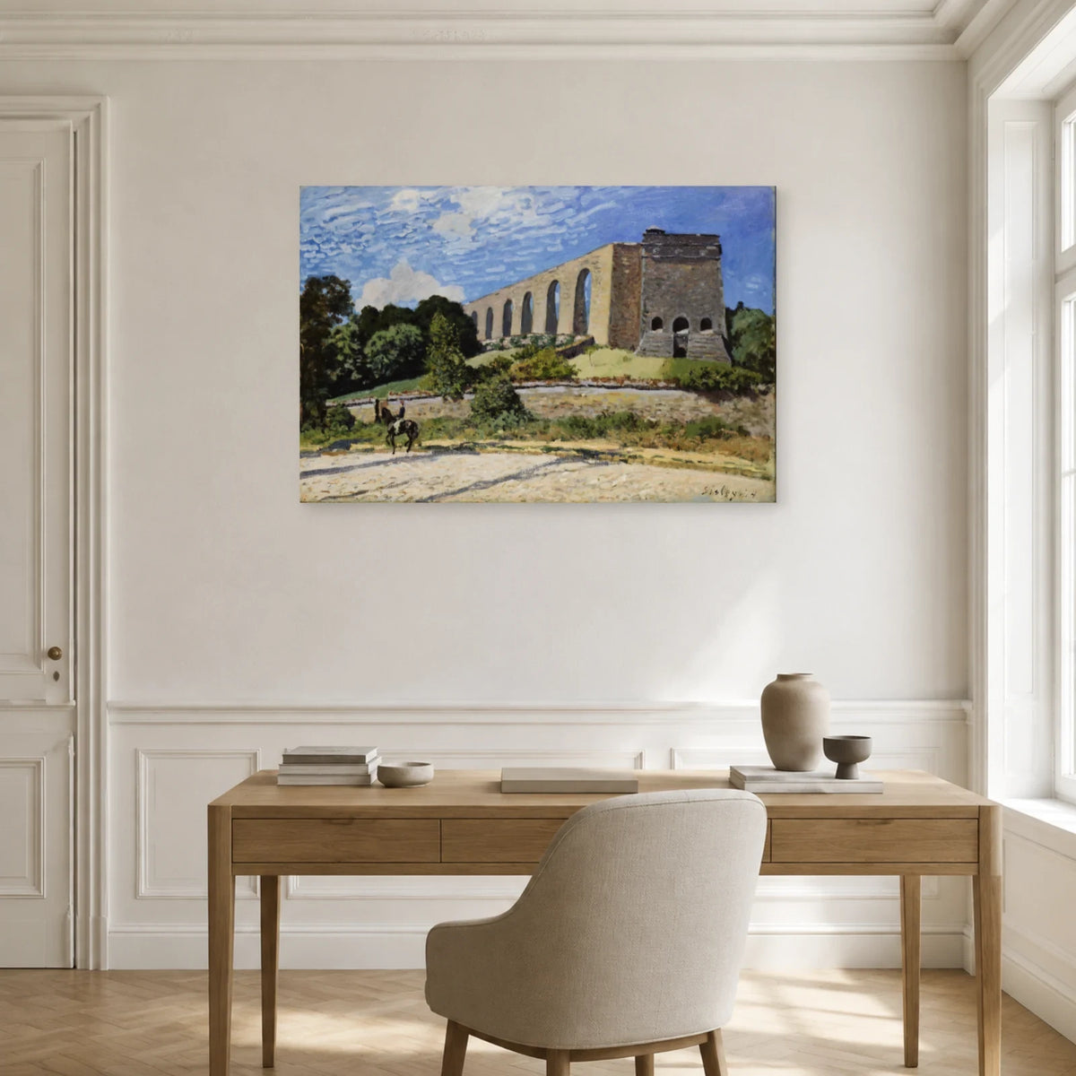 Tableau L'Aqueduc de Marly – Alfred Sisley dans un bureau - Art Virtuoso