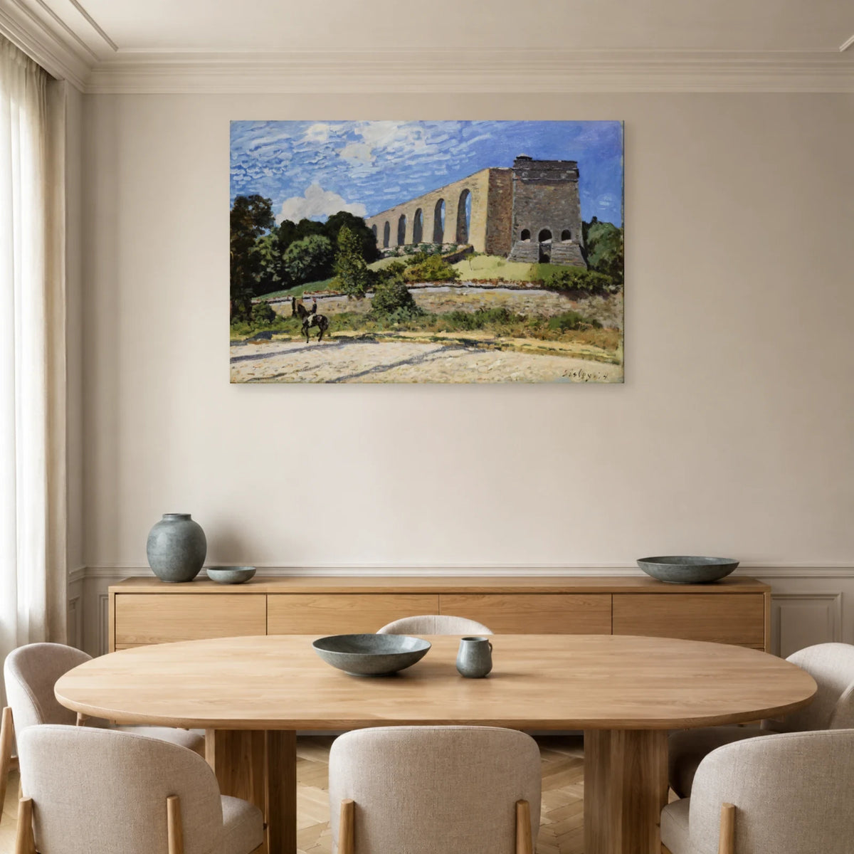 Tableau L'Aqueduc de Marly – Alfred Sisley dans une salle à manger - Art Virtuoso