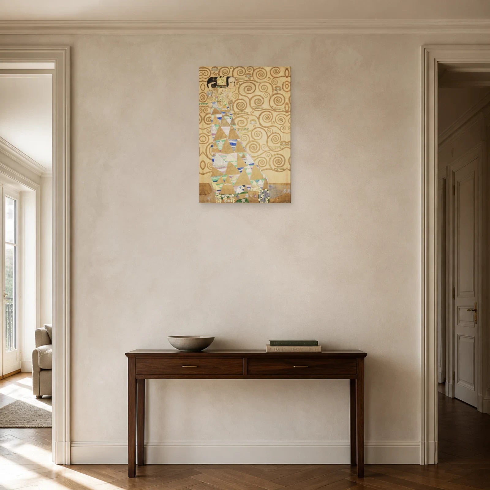 Tableau L’Attente de Gustav Klimt – Frise Stoclet dans une entrée ou un couloir - Art Virtuoso