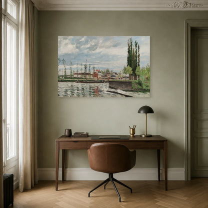 Tableau L'Écluse à Pontoise – Camille Pissarro dans un bureau - Art Virtuoso